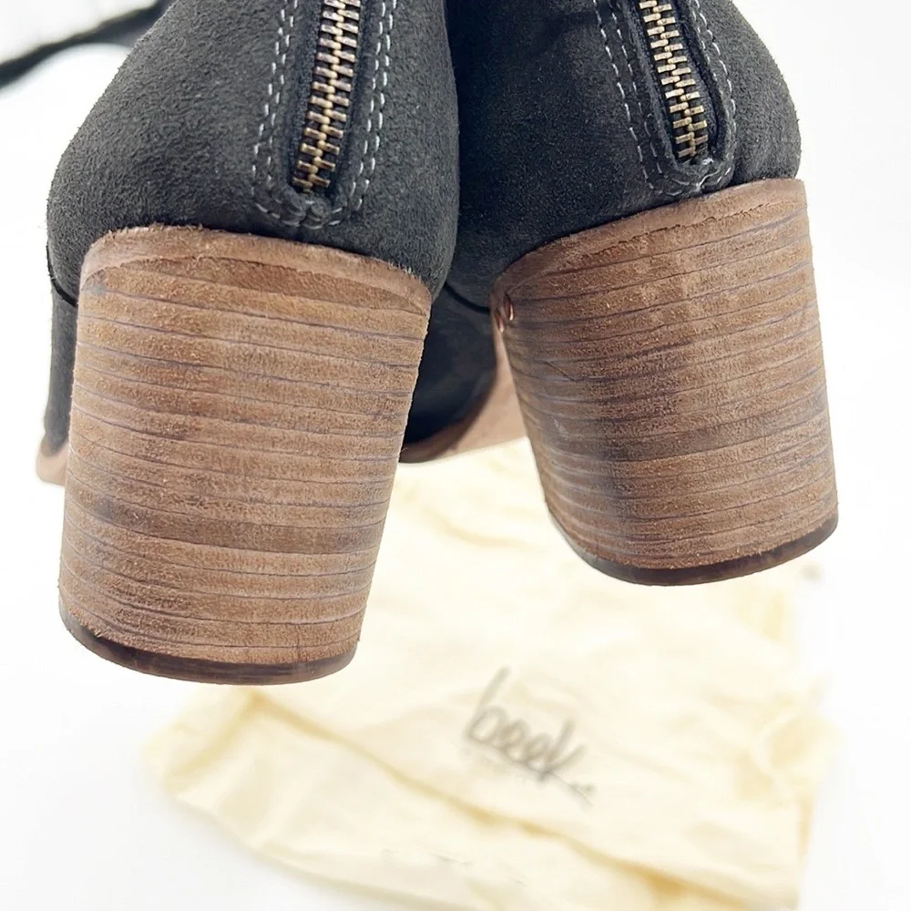 Beek Strix Block Heel Suede Leather Bootie Steel Gray size 11 NWOT Anthropologie